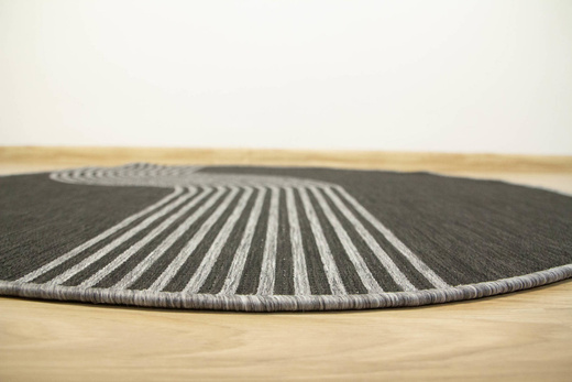 Okrągły Dwustronny Dywan Sznurkowy Brussels 205631/11020 Night Silver Szary Grafit Fala Outdoor