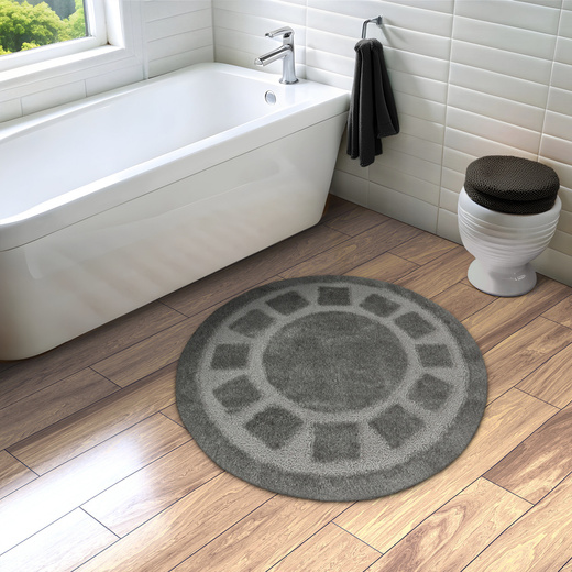 Dywanik Okrągły Łazienkowy Antypoślizgowy Ocean Szary