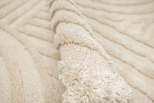 Dywan Berber 9754 Ivory Kość Słoniowa Krem Pólkola 3D z frędzlami