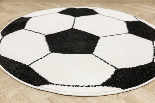 Okrągły Dywan Lima G758B white/black Piłka Football Biały Czarny