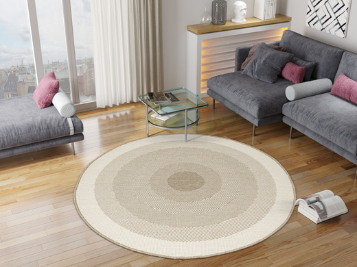 Okrągły Dwustronny Dywan Sznurkowy Brussels 2205195/10610 Linen Beż Krem Koła Outdoor