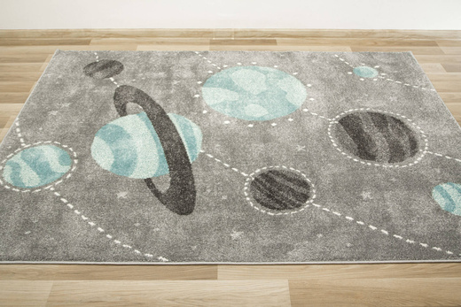 Dywan Lima F495A l.grey/blue Pastelowy Szary Niebieski Planety