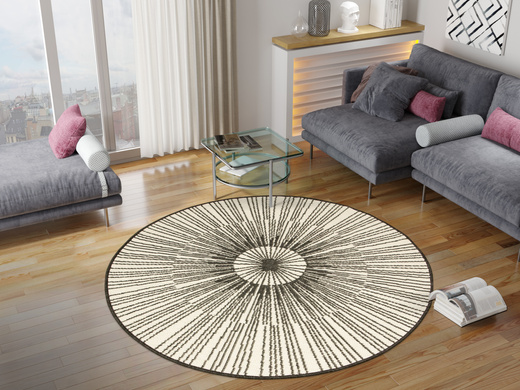 Okrągły Dwustronny Dywan Sznurkowy Brussels 205634/10110 Night Antracyt Krem Outdoor