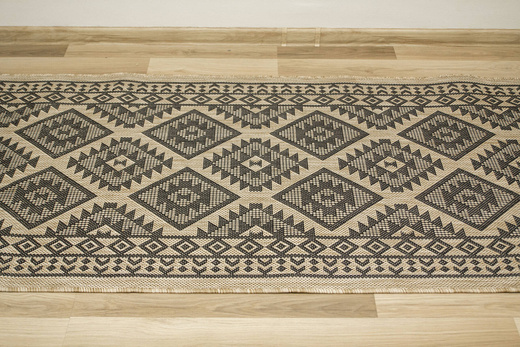 Sznurkowy Chodnik Terra Eco 17 Florence Beż Grafit Romby szerokość 67 cm