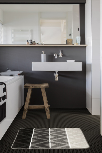 Dywanik Łazienkowy Palma Grey Romby Szary Czarny